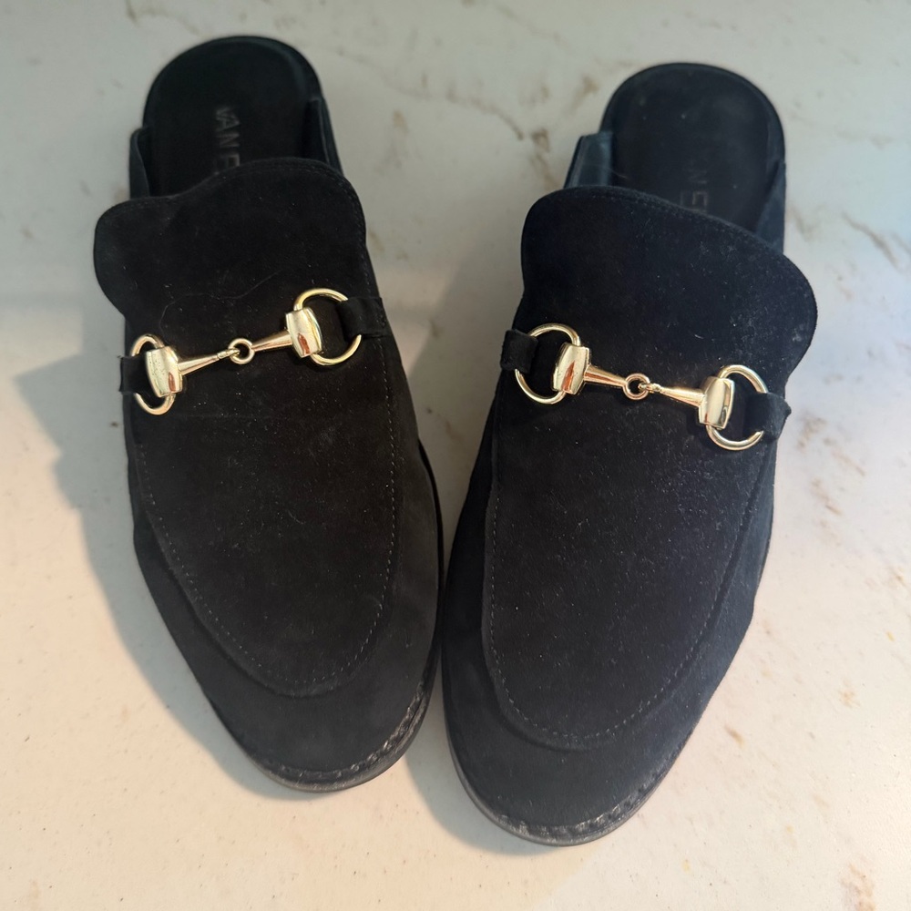 Van Eli Black Suede Slip-On Mule with silver  Bit